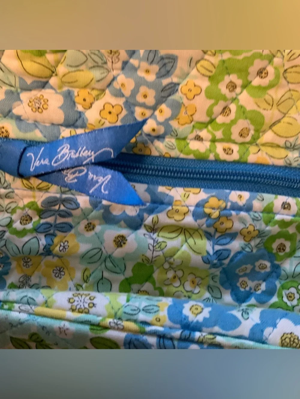 Vera Bradley Sophie English Meadow Purse Quilted Blue Yellow - Picture 10 of 13